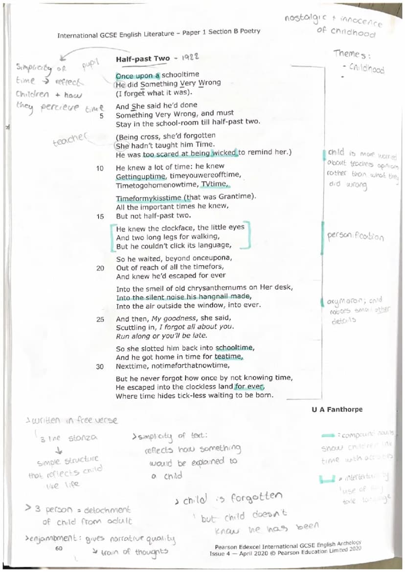 International GCSE English Literature
Part 3: Paper 1 Section B Poetry
If-, Rudyard Kipling ✓.
•rhyme
Prayer Before Birth, Louis MacNeice - 
