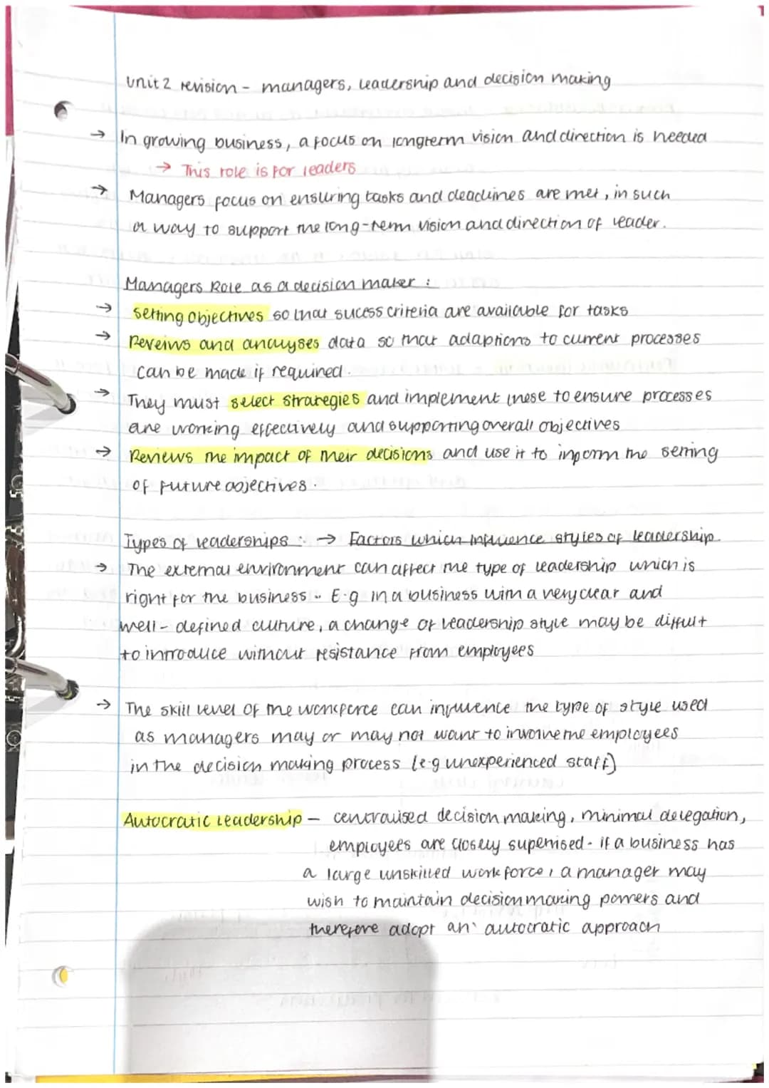 Unit 1 revision → Business Aims and objectives
→ A business will use its mission statement to create corporate aims.
which are long-term goa
