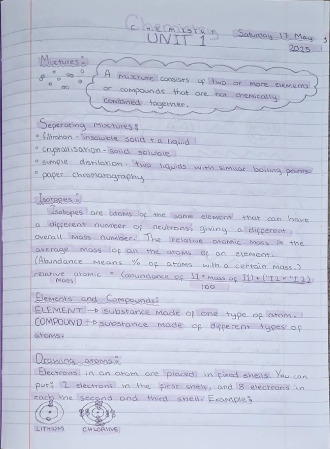 ## Chemistry
## UNIT 1
Saturday 17 May
2025

### Mixtures:

0
0
00
00
A mixture consists of two or more elements
or compounds that are not c