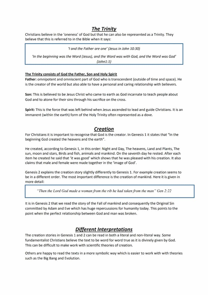 GCSE Philosophy and Ethics - Christian Beliefs revision notes
Key concepts:
(A questions - you must have definition & example)
Omnipotent: T