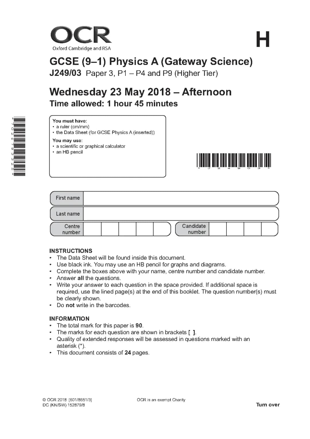 Free OCR GCSE Physics 2018 Past Papers and Questions