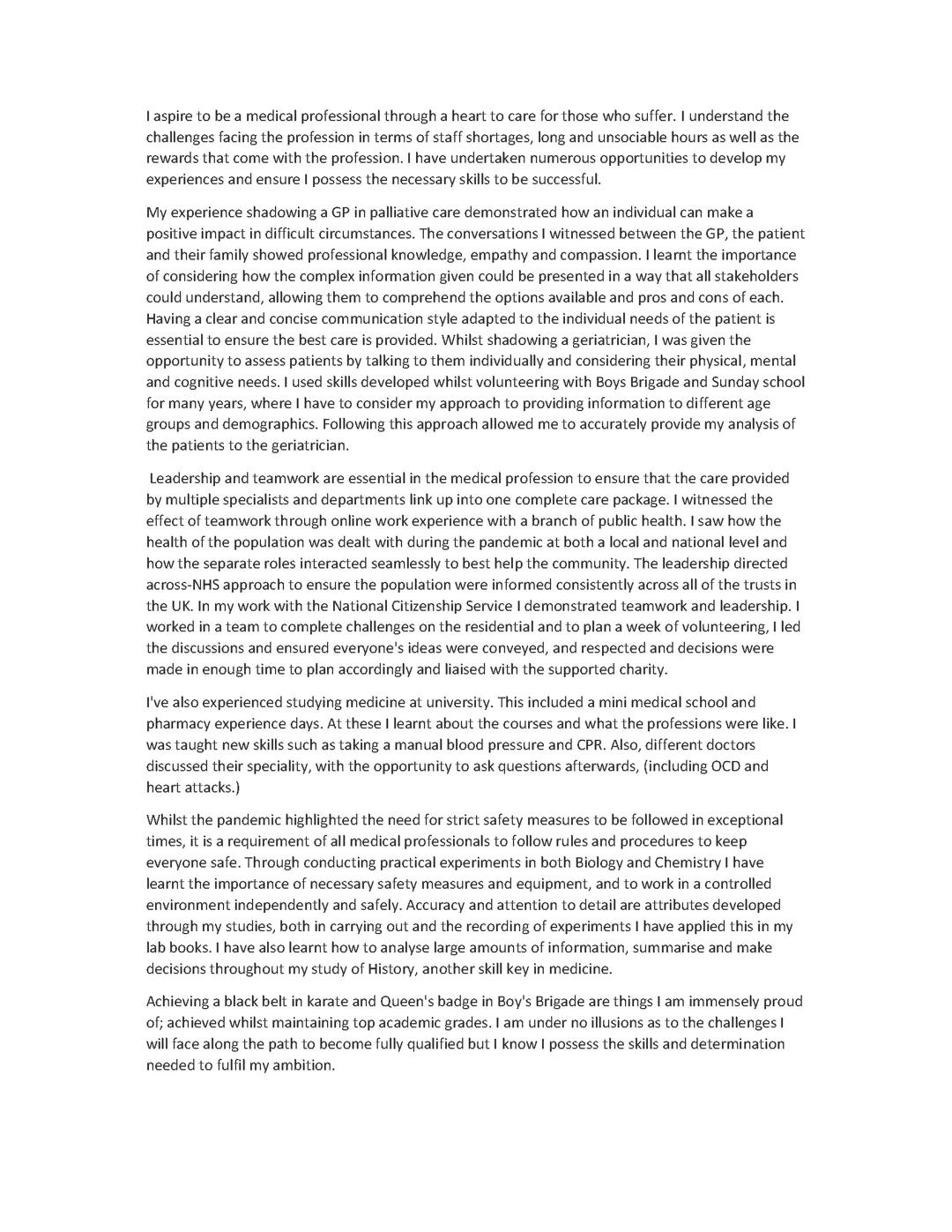 Medicine Personal statement 2023