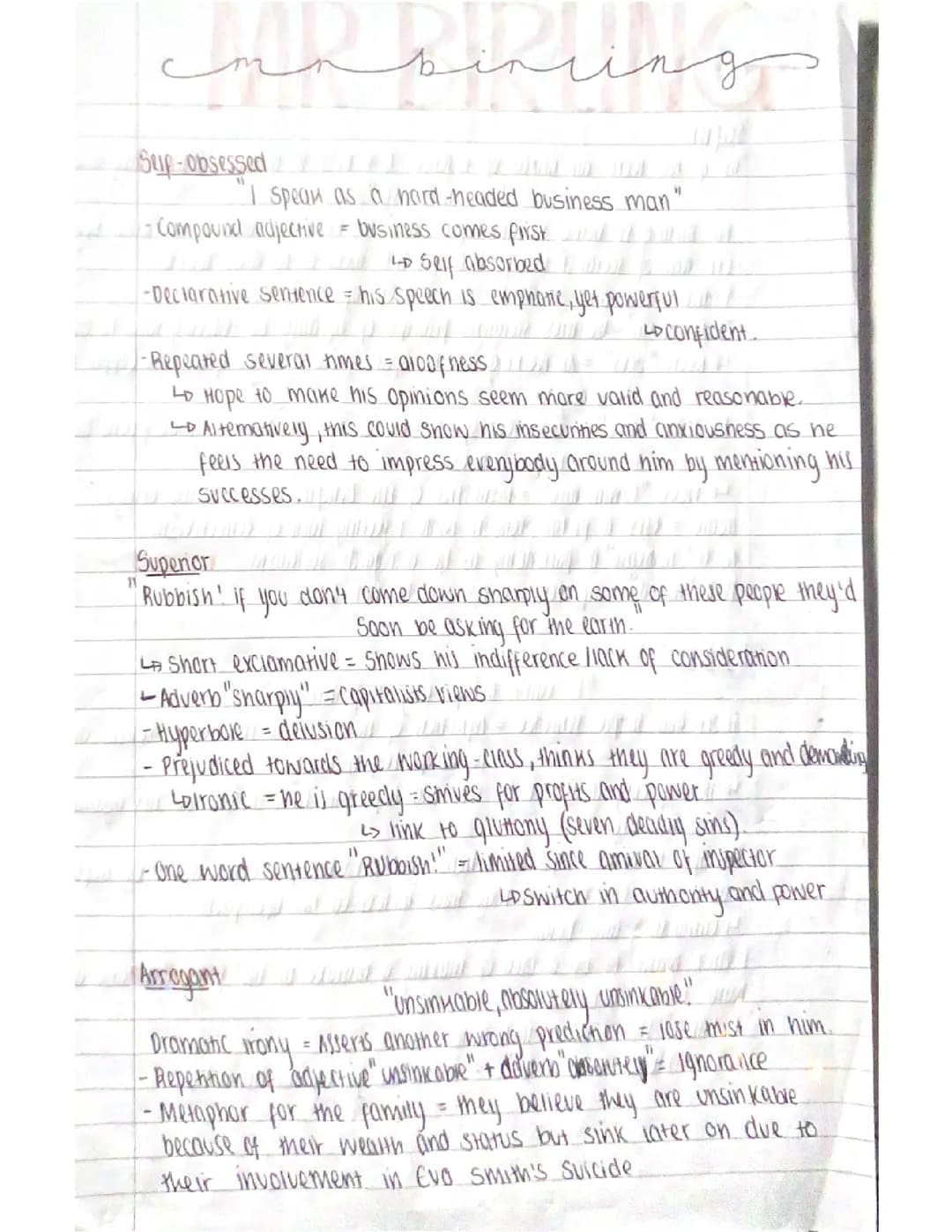 An inspector calls: Mr Birling 