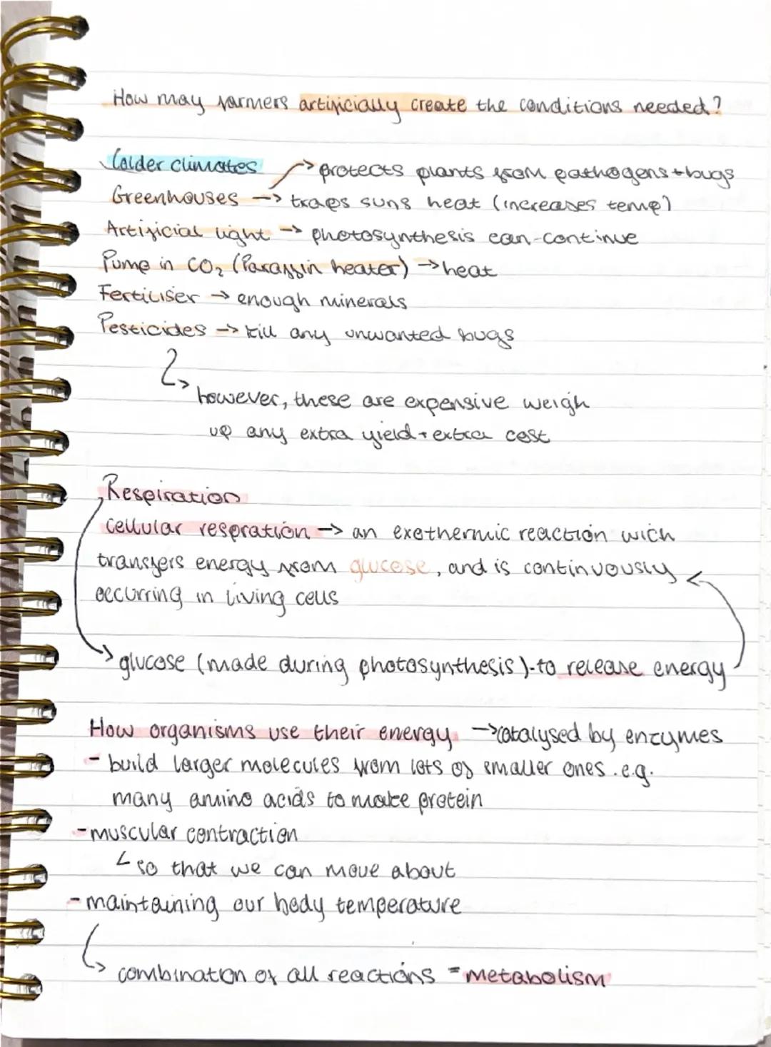 Photosynthesis

endothermic

Chloroplasts
<green pigment chlorophyll
(absoros light)

carbon dioxide + $H_2O$ $\rightarrow$ quicese + oxygen