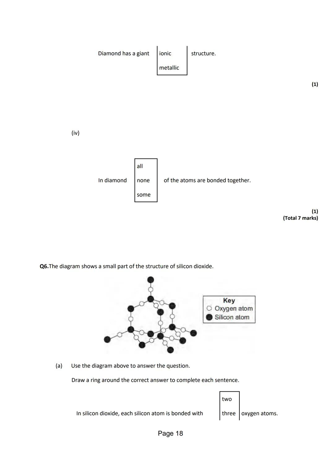 Q1.This question is about different substances and their structures.
(a) Draw one line from each statement to the diagram which shows the st