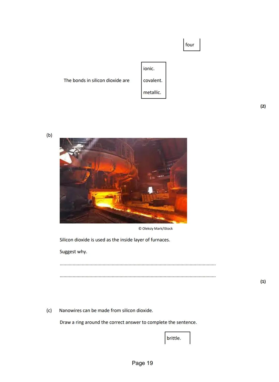 Q1.This question is about different substances and their structures.
(a) Draw one line from each statement to the diagram which shows the st