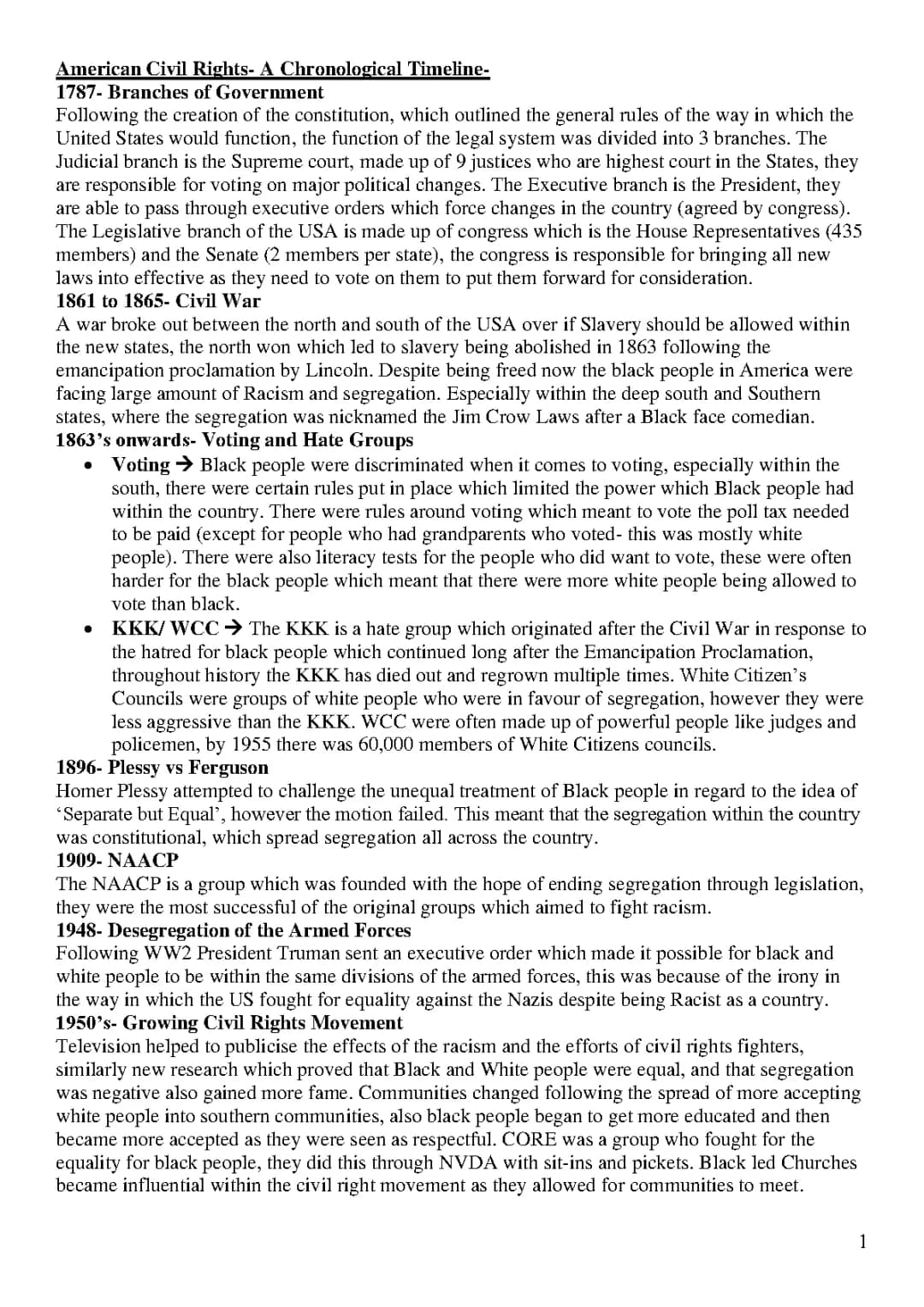 American Civil Rights Major Events Timeline in Order (1865 to 2021)