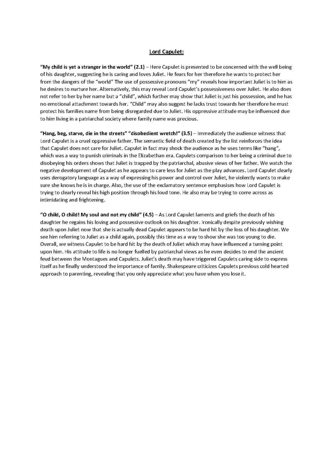 Romeo and Juliet Key Quotes: Lord Capulet