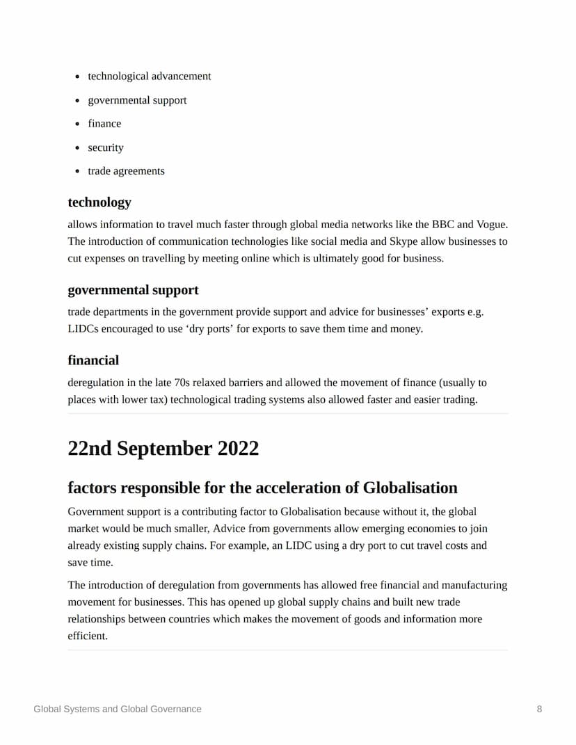 HOT THE
Global Systems and Global
Governance
notes
Ⓒsubject
human geography
Last edited time @March 22, 2023 8:27 PM
deadline
status
© type
