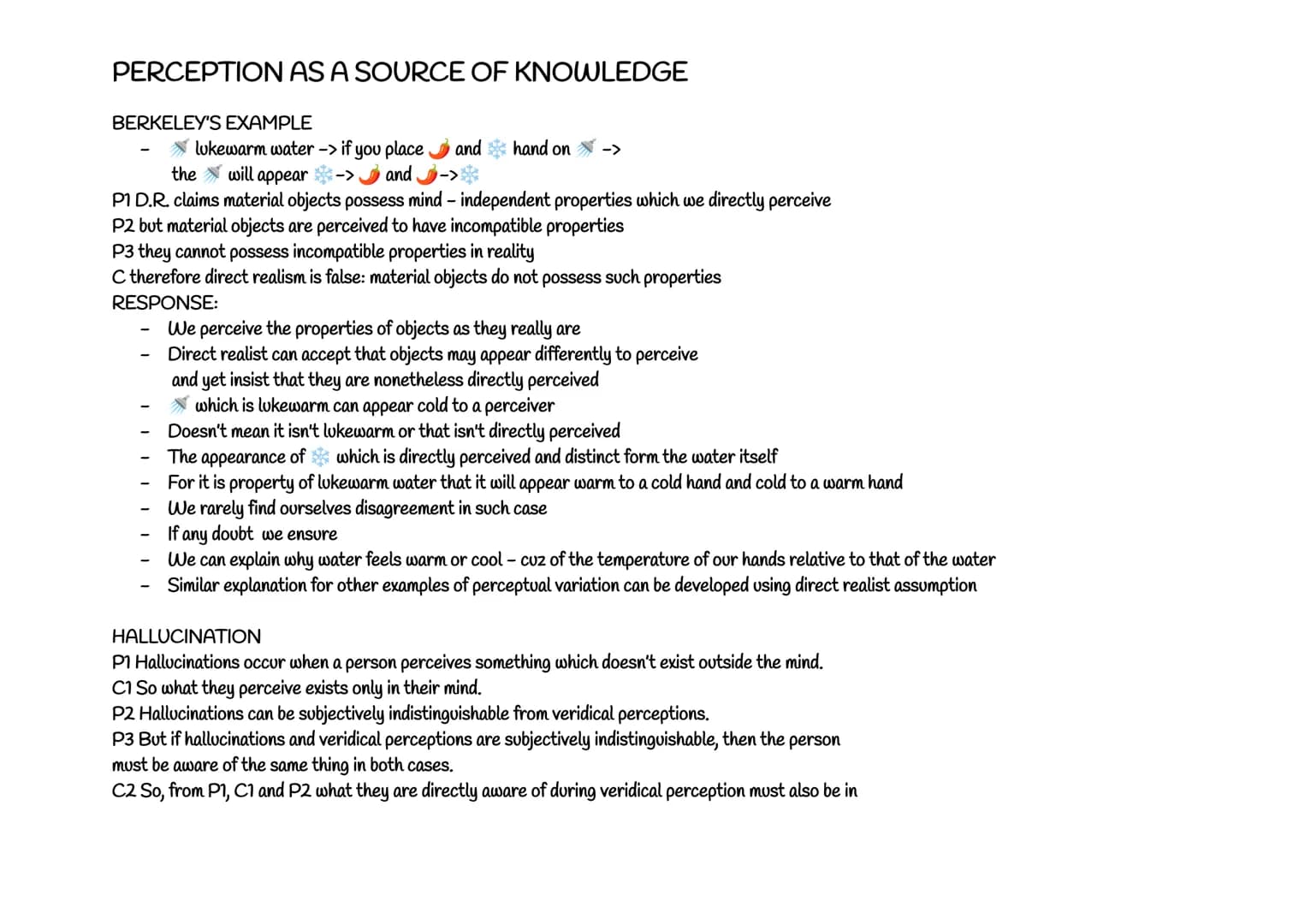 PERCEPTION AS A SOURCE OF KNOWLEDGE
DIRECT REALISM:
There are two elements in perception:
PERCEIVER and OBJECT PERCEIVED
Direct realism reje