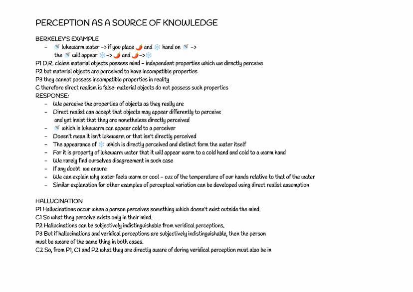 PERCEPTION AS A SOURCE OF KNOWLEDGE
DIRECT REALISM:
There are two elements in perception:
PERCEIVER and OBJECT PERCEIVED
Direct realism reje