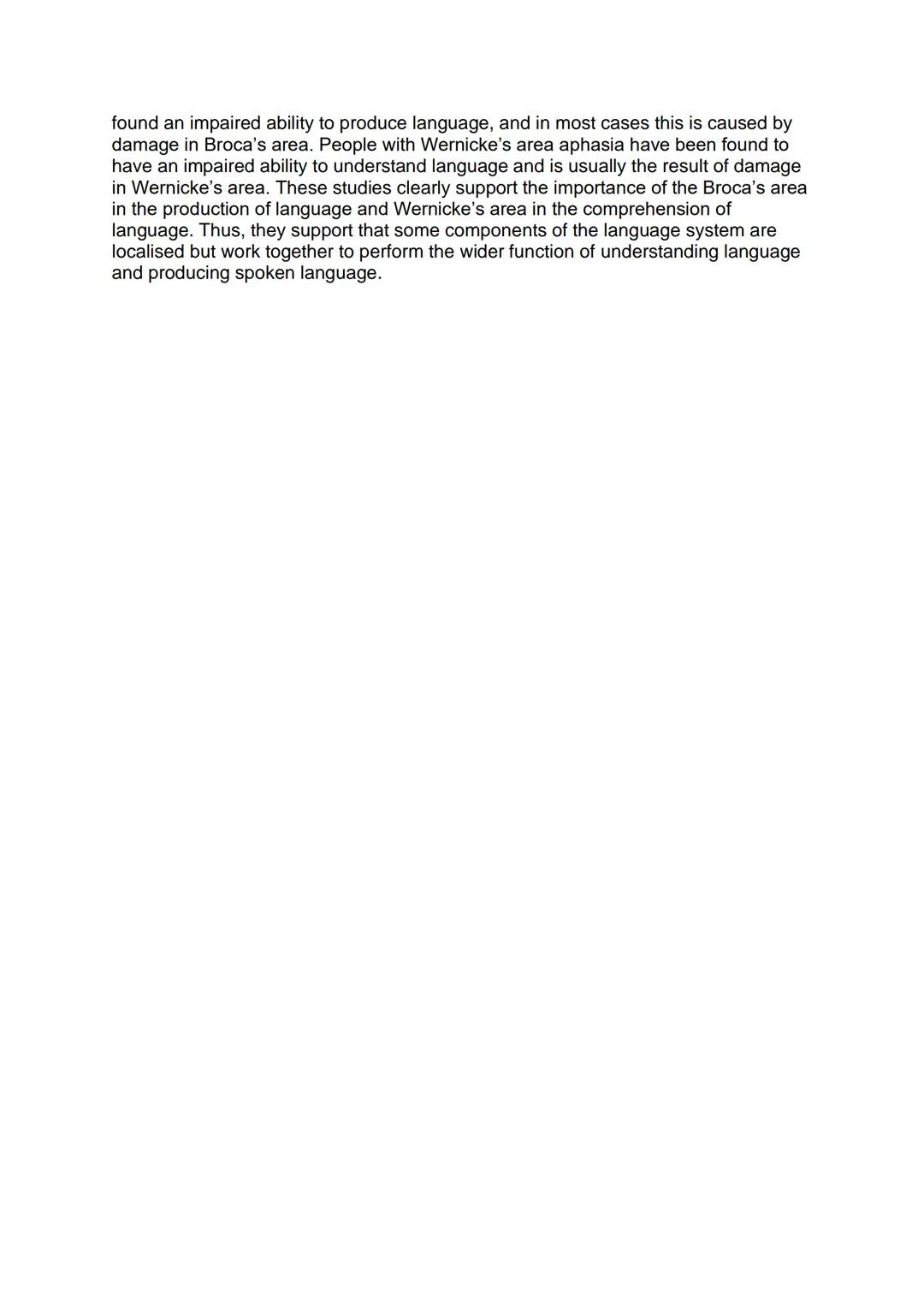 Essay 5: outline and evaluate localisation of function in
the brain using research (16)

This is the theory that different areas of the brai