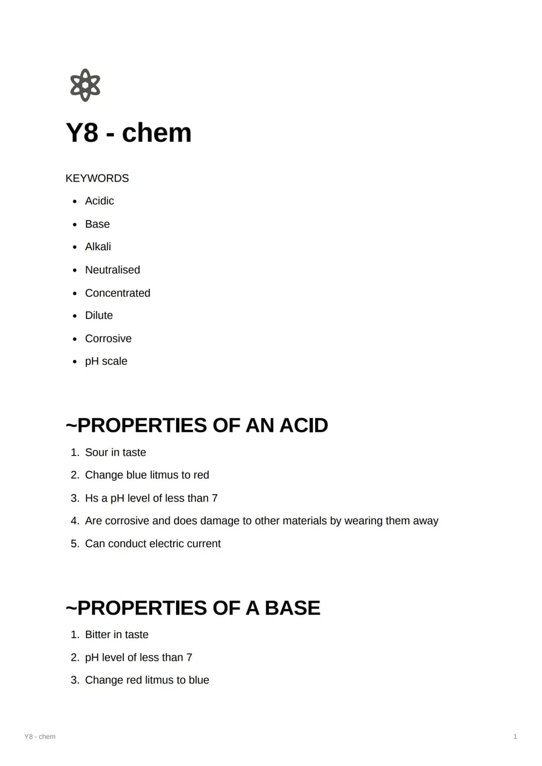 Acids and bases ~ Chemistry