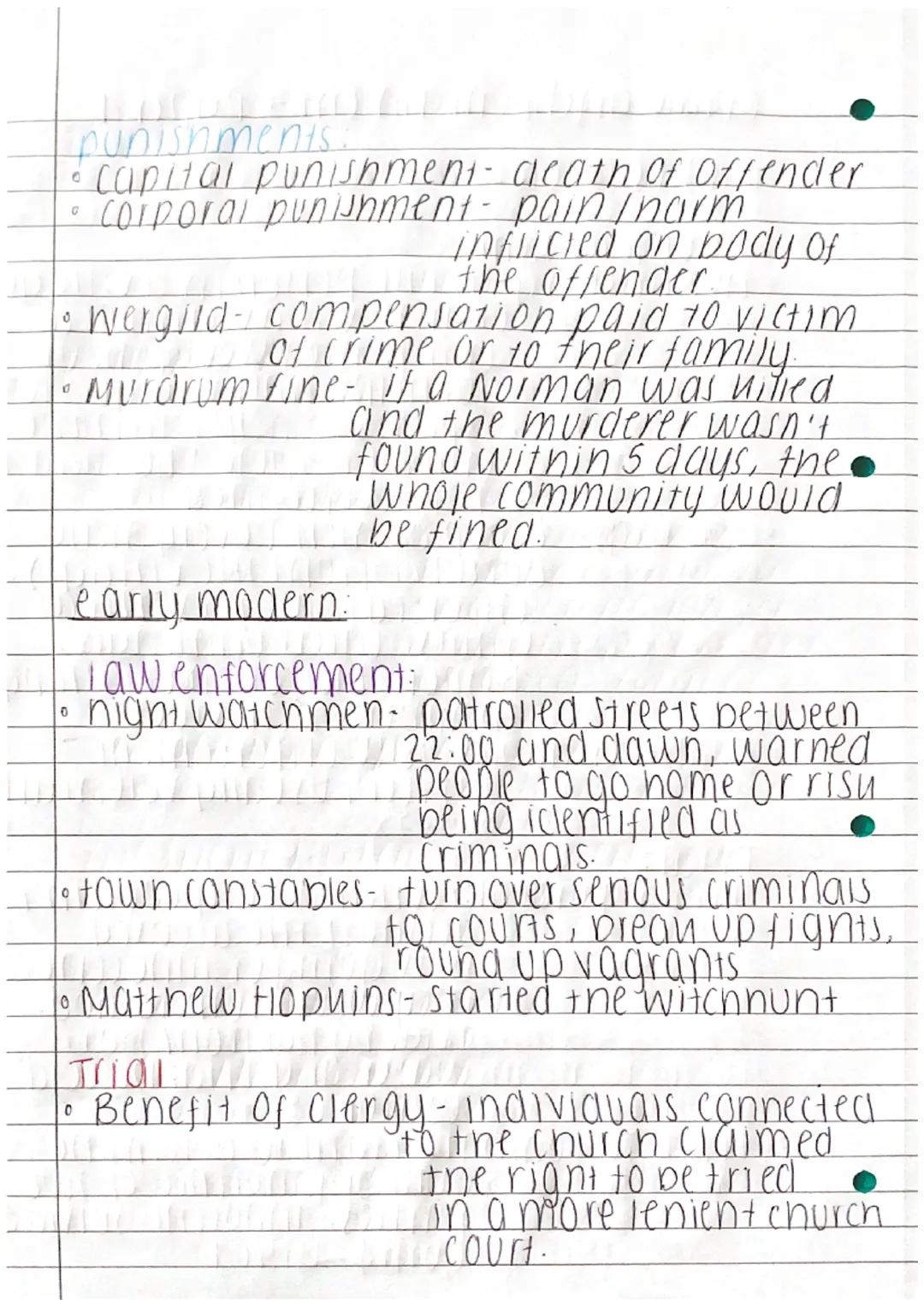 Crime and punishment paper 1

middle ages

lawenforcement:
*   nue and cry- it one person in a village
    or area was avictim of a
    crim