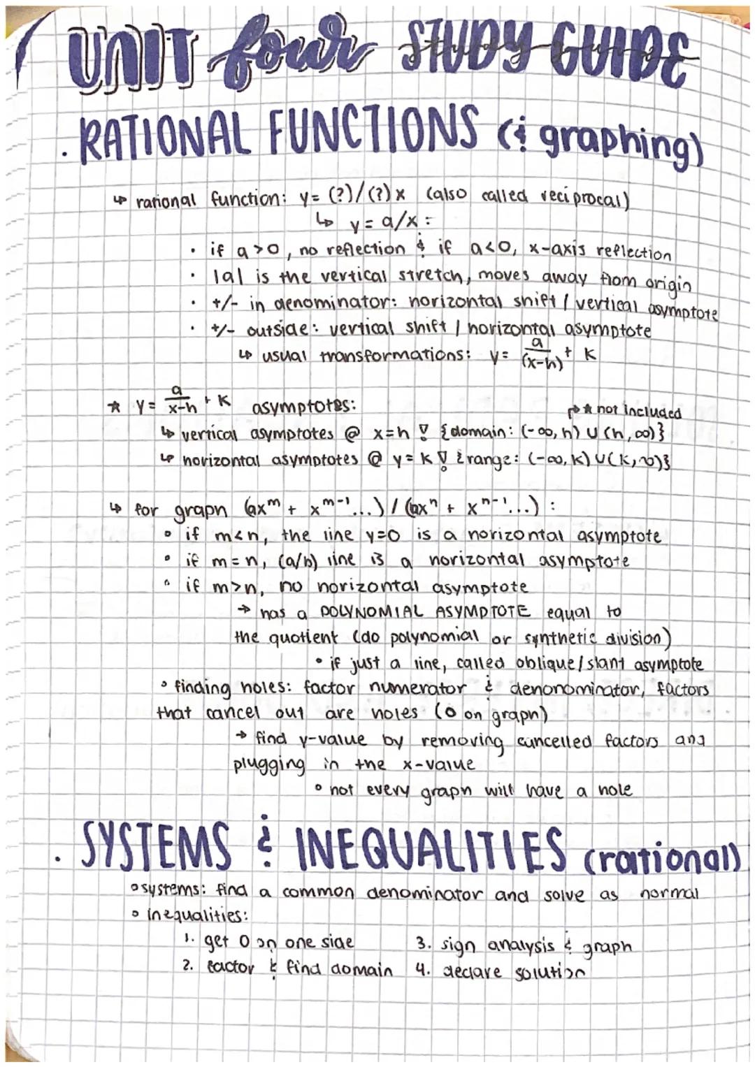 # unit four STUDY GUIDE

# ROOTS & RADICAL NOTATION

*   if b²=a, then b is a square root of a
*   Lo if $b^n = a$, then b is an nth root of