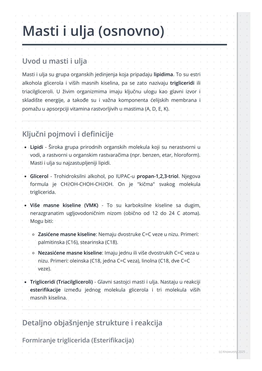 # Masti i ulja (osnovno)

Uvod u masti i ulja

Masti i ulja su grupa organskih jedinjenja koja pripadaju lipidima. To su estri
alkohola glic