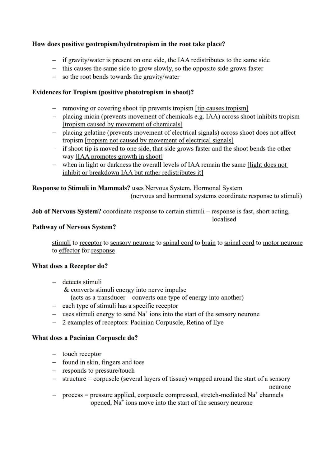 Module 6 (Response to Stimuli) Revision Notes
What is a Stimuli? a change in the internal or external environment
Why do Organisms need to R