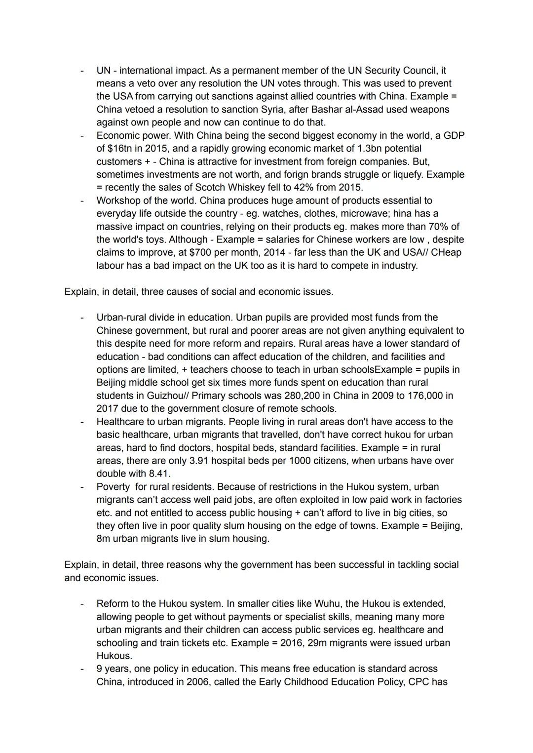 Describe, in detail, two features of the political system.

- Standing Committee. Group of 7 powerful leader of china, eg. the president and