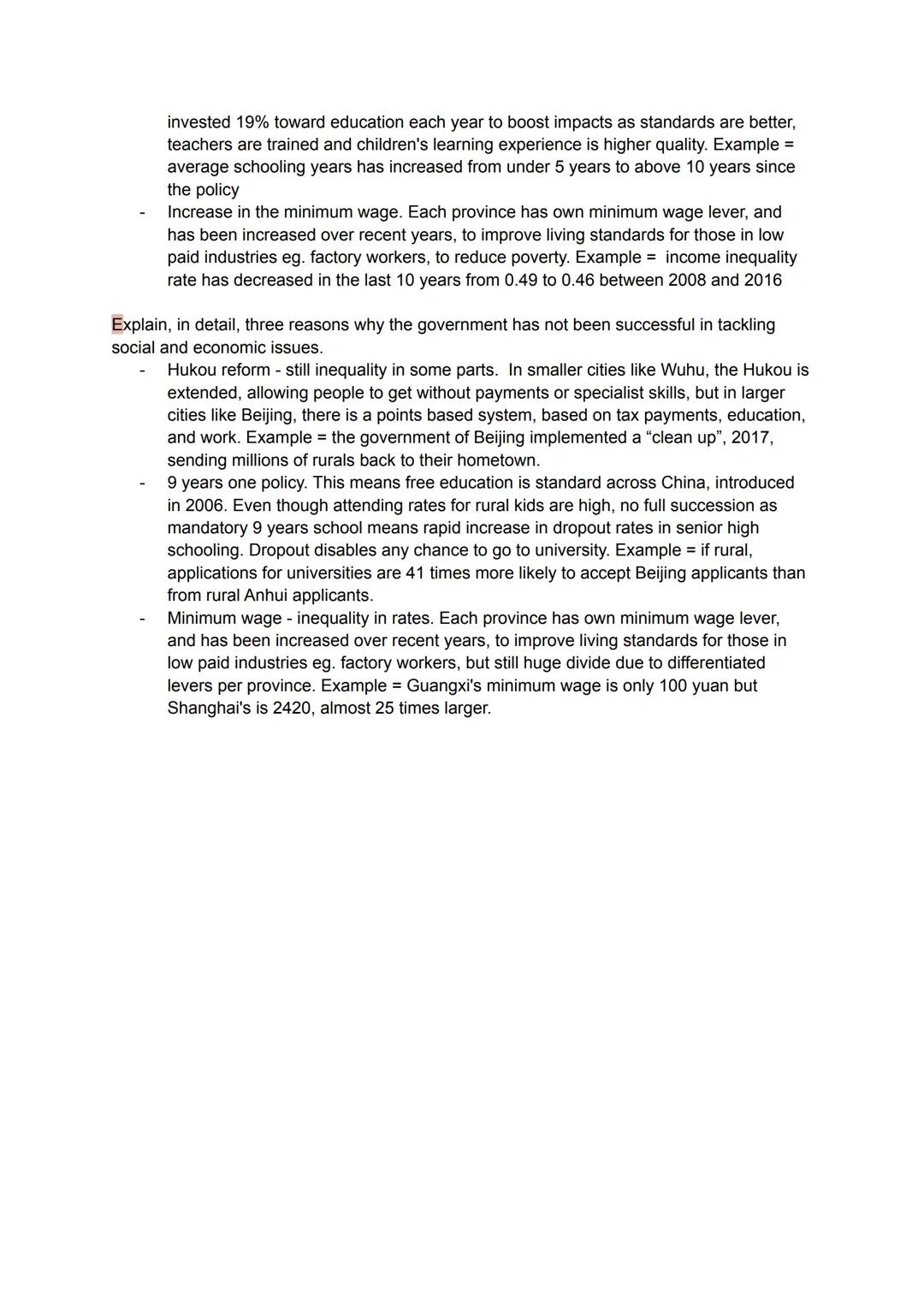 Describe, in detail, two features of the political system.

- Standing Committee. Group of 7 powerful leader of china, eg. the president and