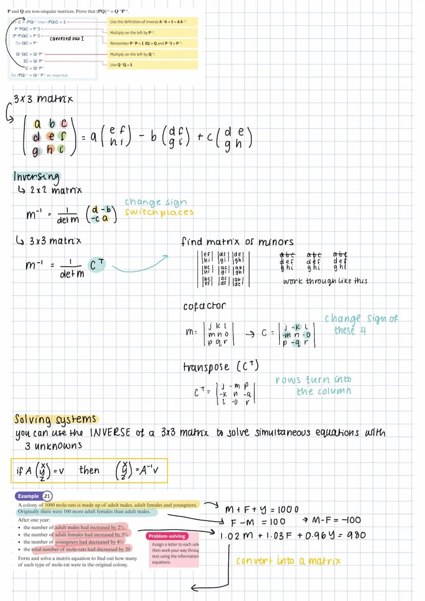 (²6)
2x2 matrix.
square matrix
adding / subtracting.
( ² - ¹ ) + (-4)
03
3
zero matrix - all elements are o
identity matrix diagonot left ar