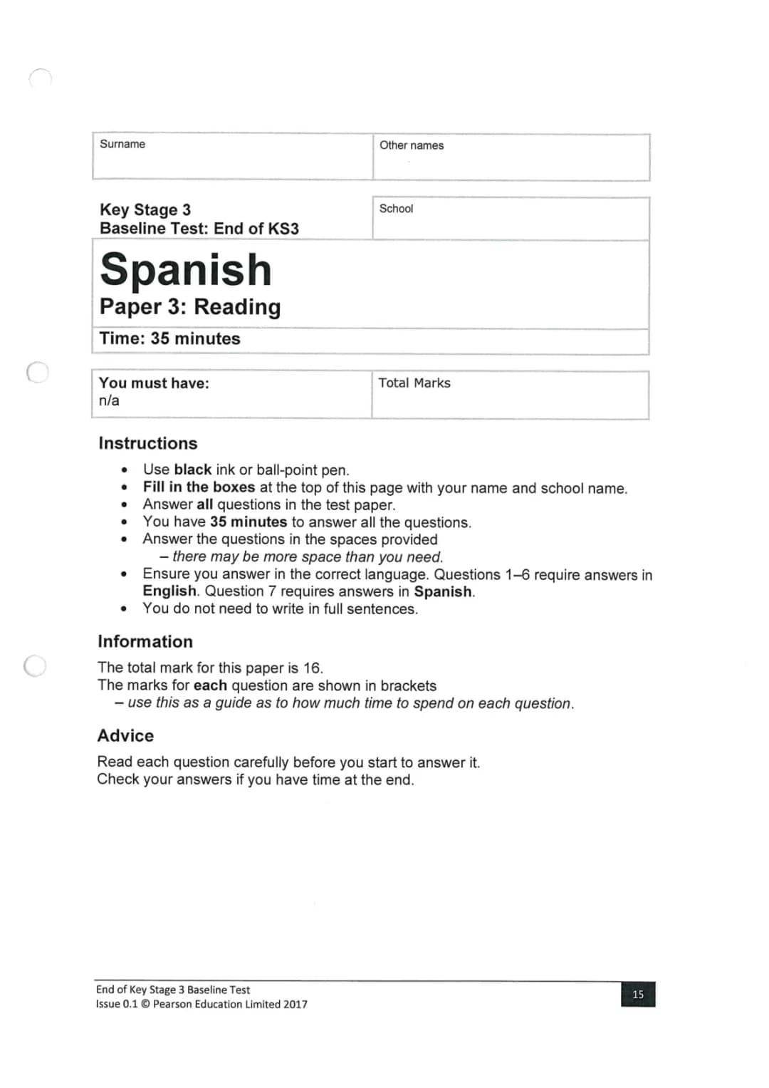 Spanish test