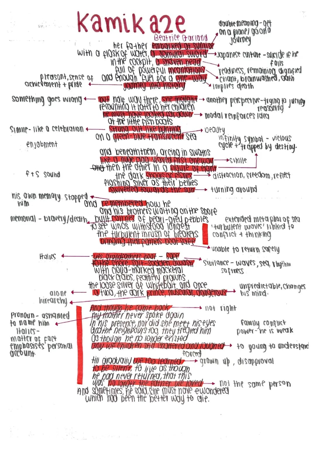 Kamikaze Poem Analysis and Annotations for Kids - PDF, Printable, Quotes