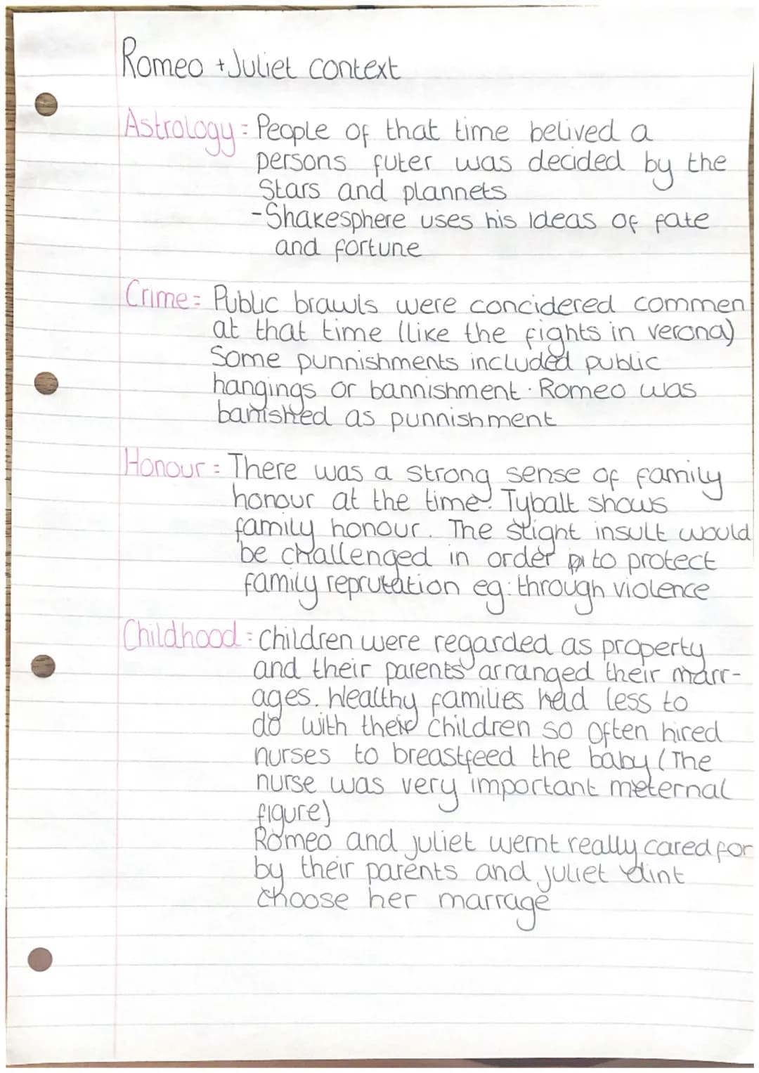 Romeo + Juliet context.
Astrology: People of that time belived a
persons futer was decided
Stars and plannets
by
the
-Shakesphere uses his i