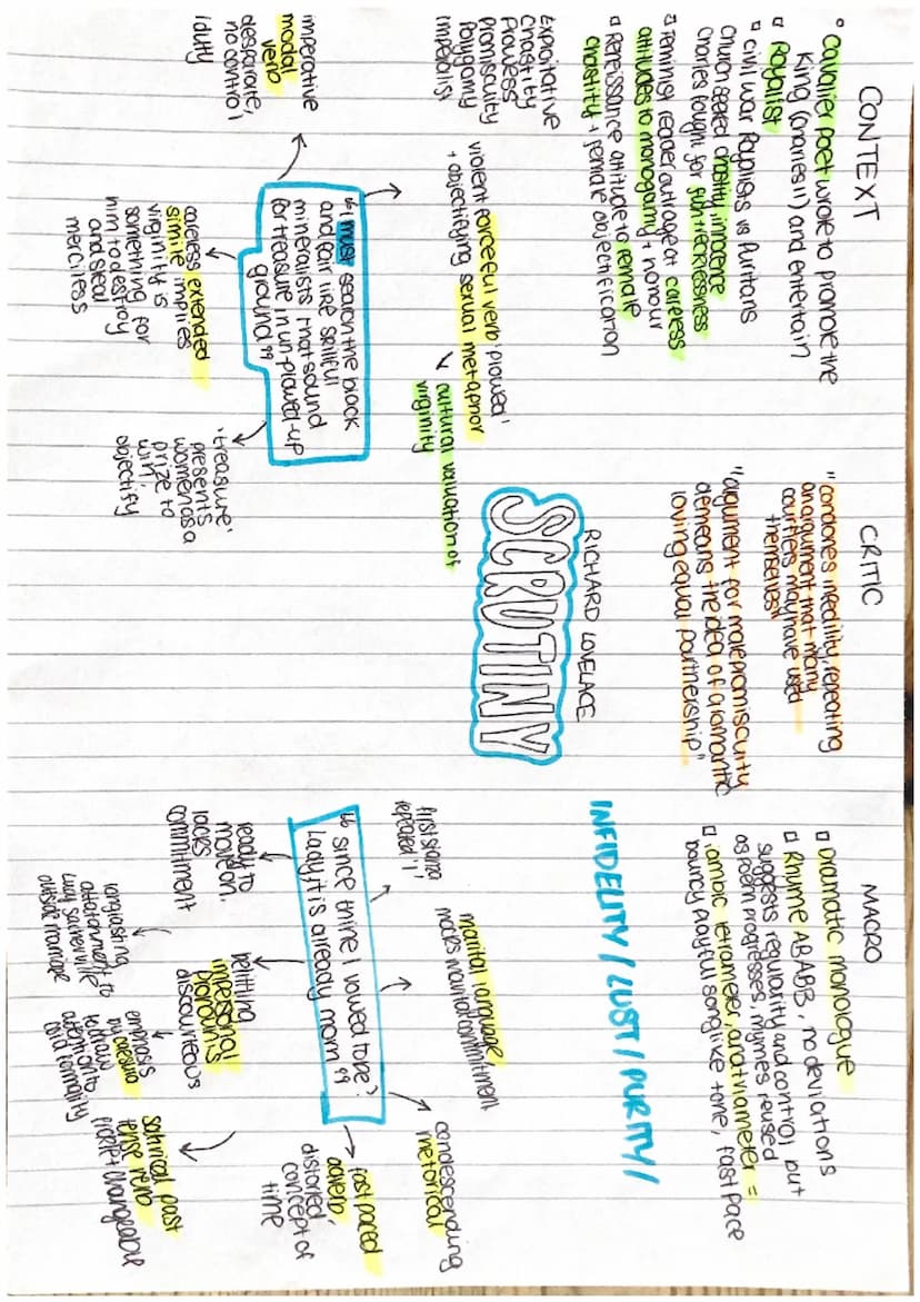 CONTEXT
Common for Sonnets to be about courtly
love women normally 'objects'
Thomas Wyatt was courtier + intimate of
Henry vill - helped ama