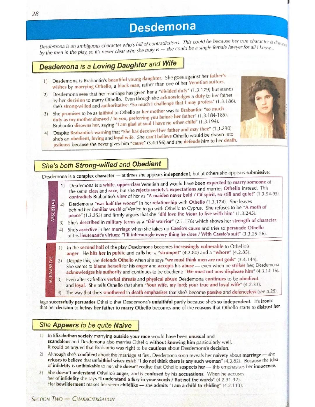 Desdemona - Characterisation 