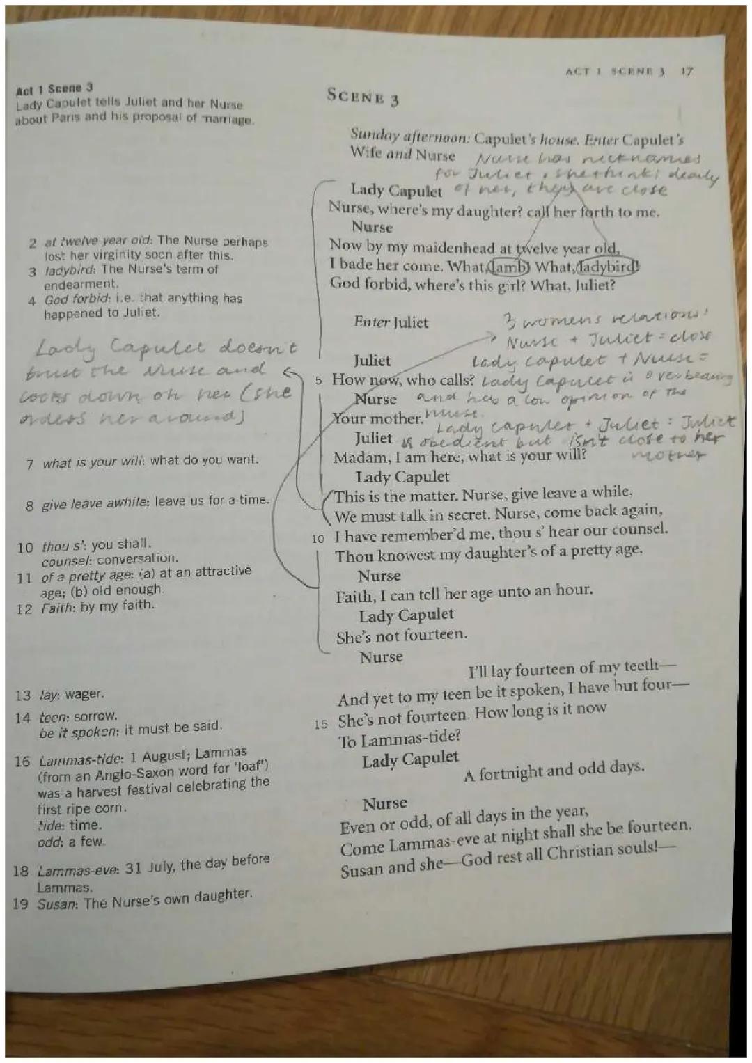 English literature: Romeo & Juliet - Act 1 Scene 3 - ANNOTATIONS
