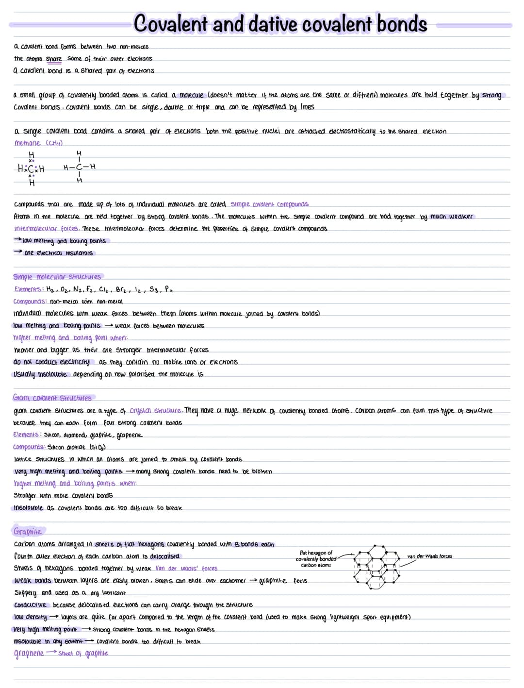 a covalent bond forms between two non-metals.
the atoms share some of their outer electrons
a covalent bond is a shared pair of electrons
a 