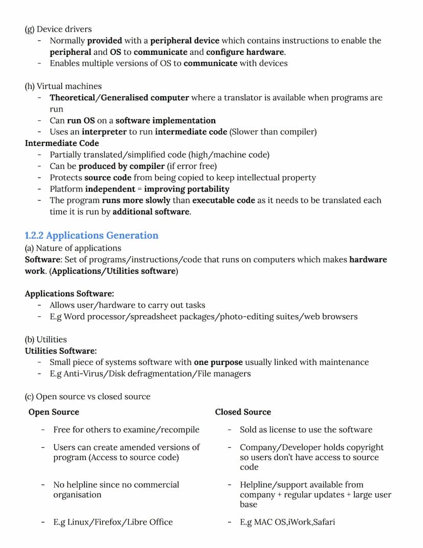 OCR A-Level Computer Science Spec Notes
1.2 Software and software development
1.2.1 Systems Software
(a) Function and purpose of operating s