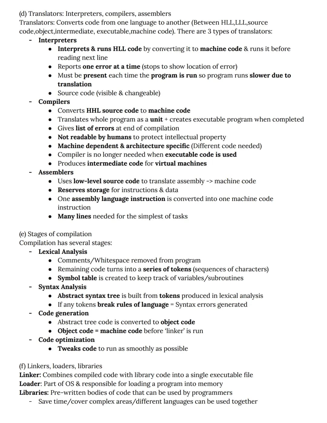 OCR A-Level Computer Science Spec Notes
1.2 Software and software development
1.2.1 Systems Software
(a) Function and purpose of operating s
