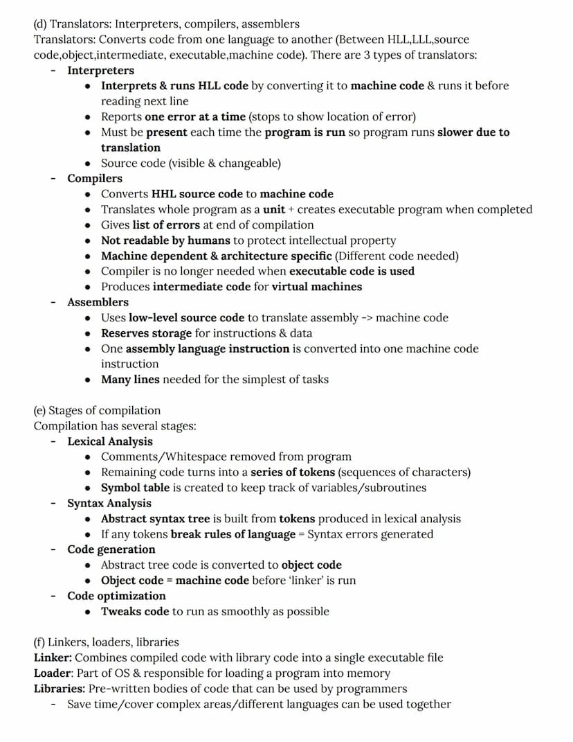 OCR A-Level Computer Science Spec Notes
1.2 Software and software development
1.2.1 Systems Software
(a) Function and purpose of operating s