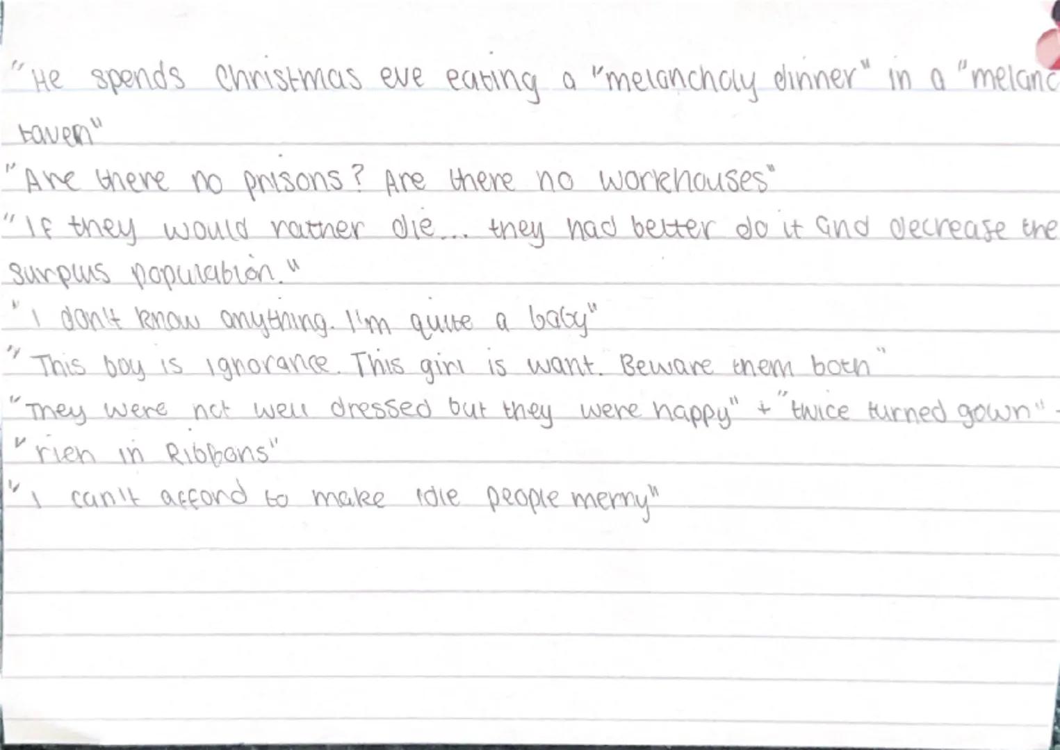 POVERTY AND
SOCIAL
RESPONSIBILITY "He spends Christmas eve eating a "melancholy dinner" in a "melanc
baven"
"Are there no prisons? Are there