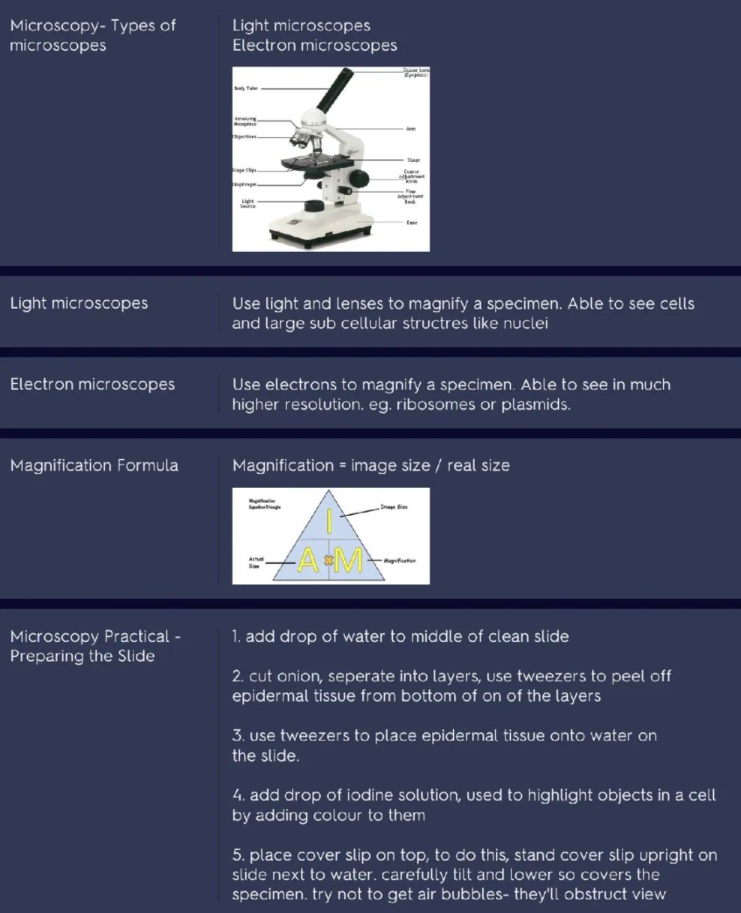 GCSE biology- microscopy