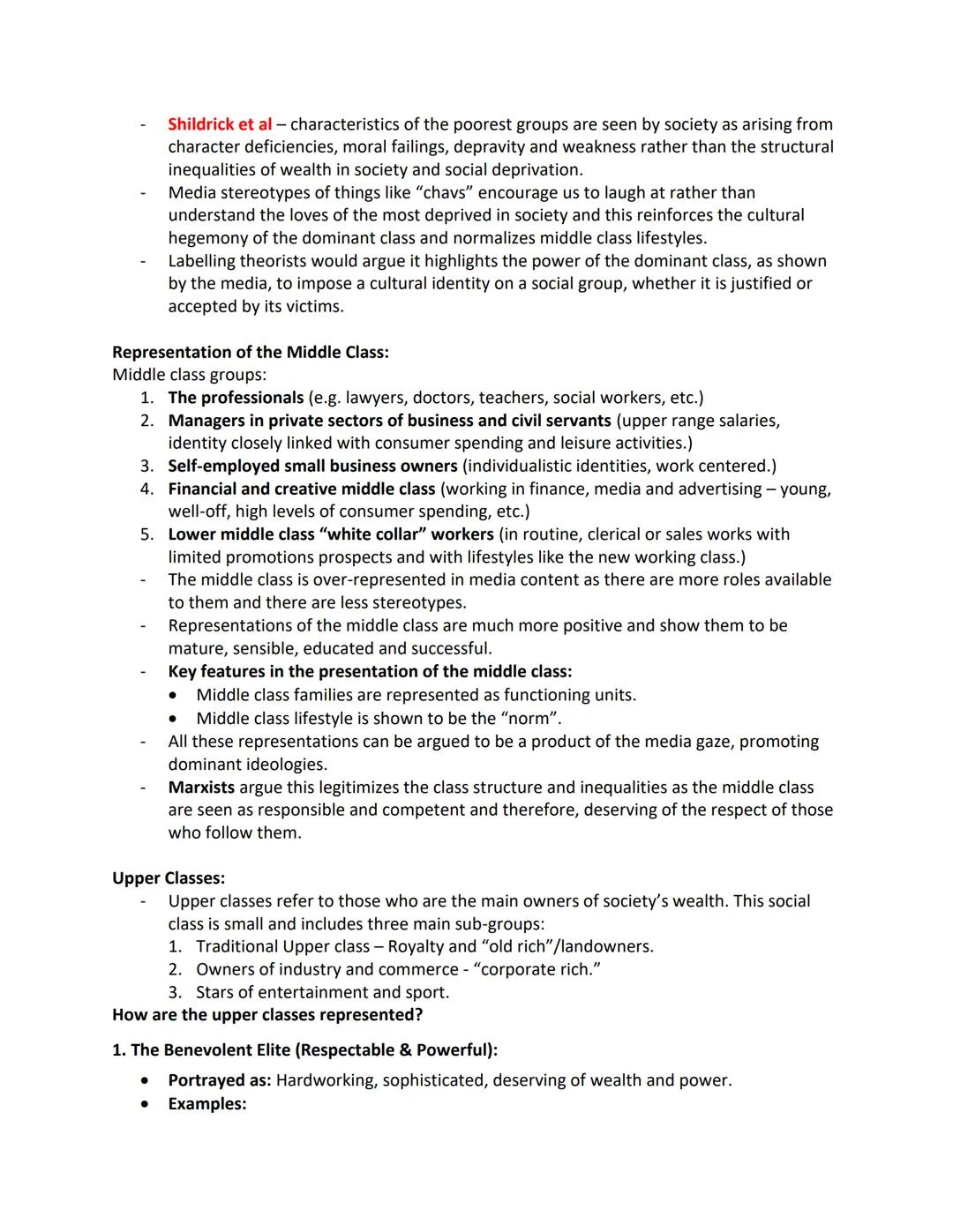 --- OCR Start ---
Social Class:
Topic 4 - The Media and Representations of Social Groups:
Social Class = a group of people who share a simil