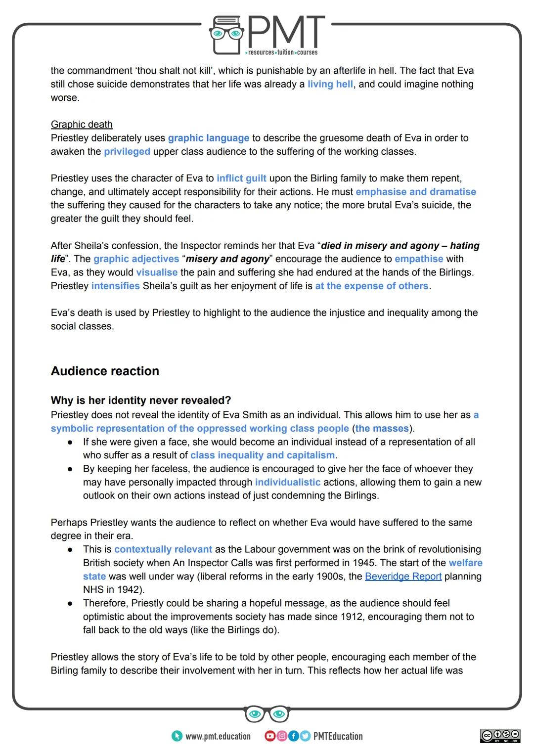 PMT
-resources-tuition-courses

# Edexcel English Literature GCSE

## An Inspector Calls: Character Profile

*Eva Smith*

This work by PMT E