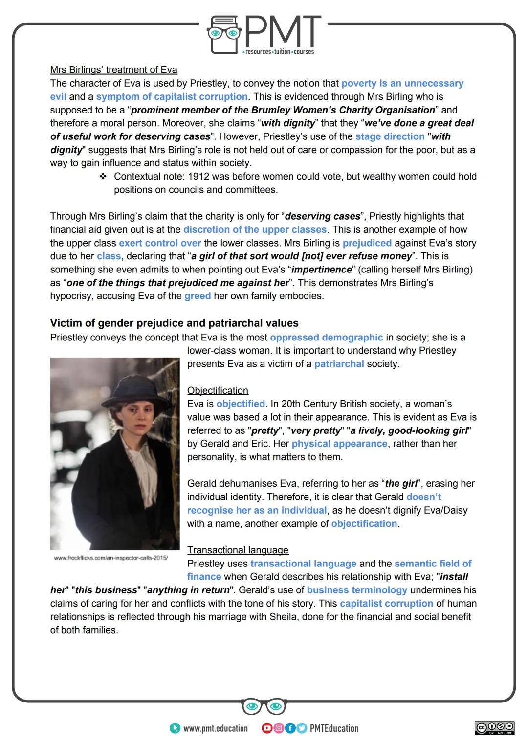 PMT
-resources-tuition-courses

# Edexcel English Literature GCSE

## An Inspector Calls: Character Profile

*Eva Smith*

This work by PMT E