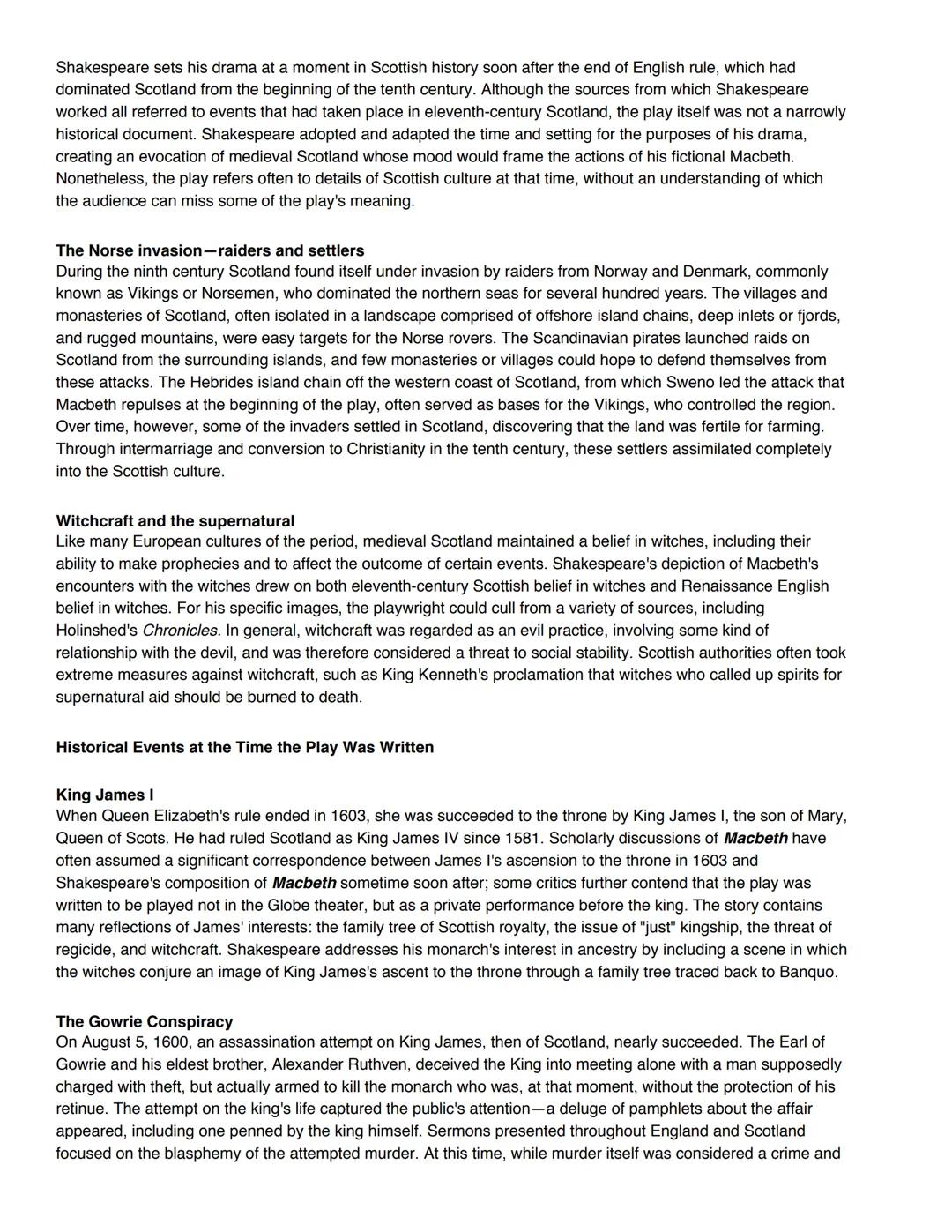 The Historical Context of Macbeth
EXPLORING Shakespeare, 2003
Shakespeare wrote Macbeth sometime between 1605 and 1606, shortly after the as
