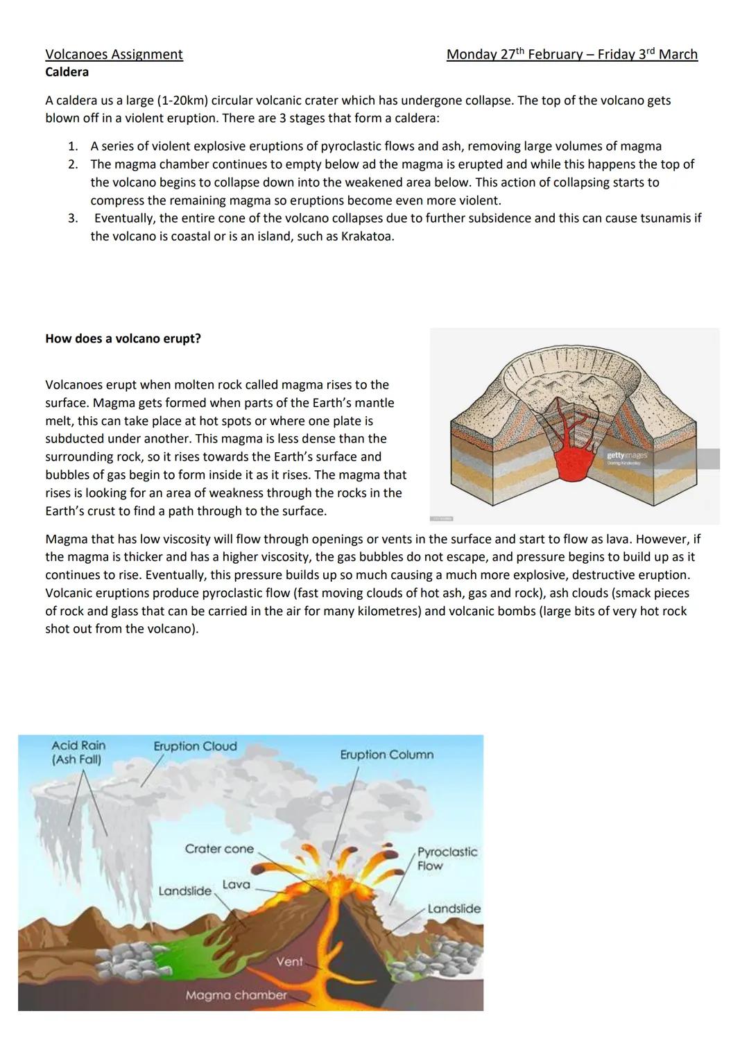 Volcanoes Assignment
Shield Volcanoes
A shield volcano has gentle slopes with less
than 10 degrees and a roughly circular shape
around a ven