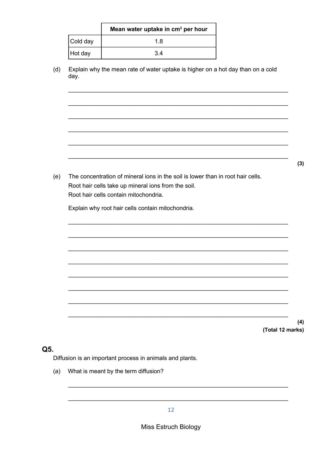 Exams 2022
GCSE Biology Higher Tier Paper 1
156 marks
miss
ESTRUCH
BIOLOGY
1
Miss Estruch Biology Q1.
This question is about cells.
(a) Figu