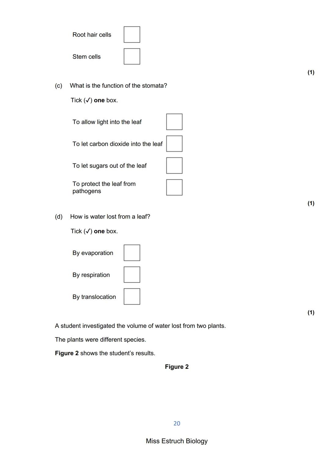 Exams 2022
GCSE Biology Higher Tier Paper 1
156 marks
miss
ESTRUCH
BIOLOGY
1
Miss Estruch Biology Q1.
This question is about cells.
(a) Figu