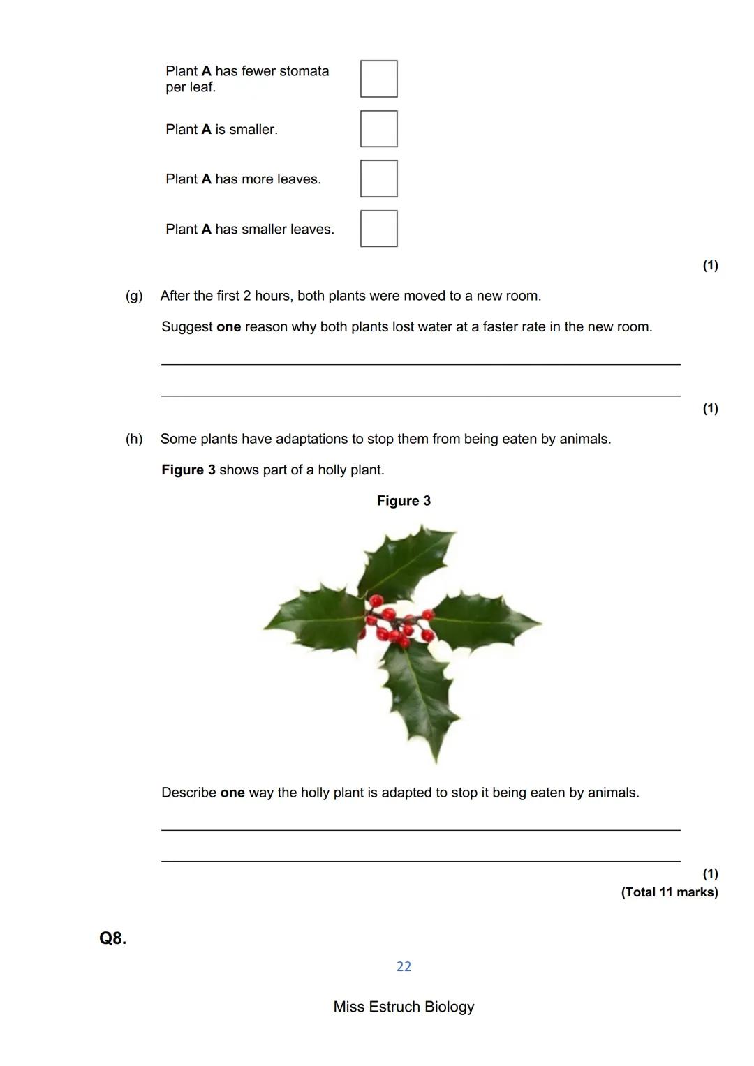 Exams 2022
GCSE Biology Higher Tier Paper 1
156 marks
miss
ESTRUCH
BIOLOGY
1
Miss Estruch Biology Q1.
This question is about cells.
(a) Figu