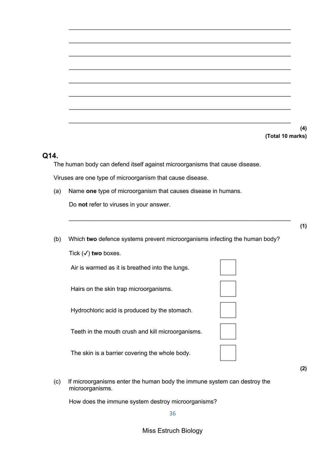 Exams 2022
GCSE Biology Higher Tier Paper 1
156 marks
miss
ESTRUCH
BIOLOGY
1
Miss Estruch Biology Q1.
This question is about cells.
(a) Figu