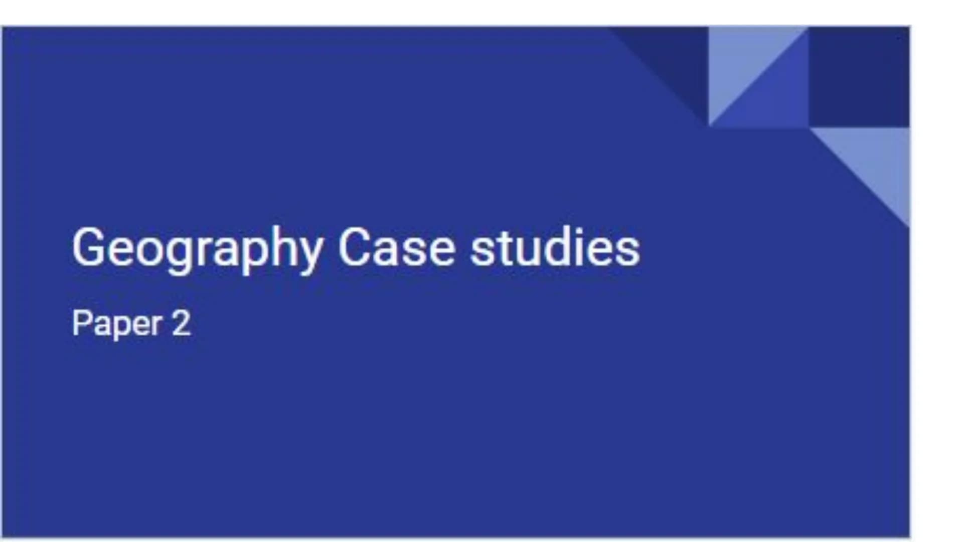 Geography Case studies
Paper 2 employment, integrated transport systems
- environmental urban greening
Key idea Specification content
Urban 