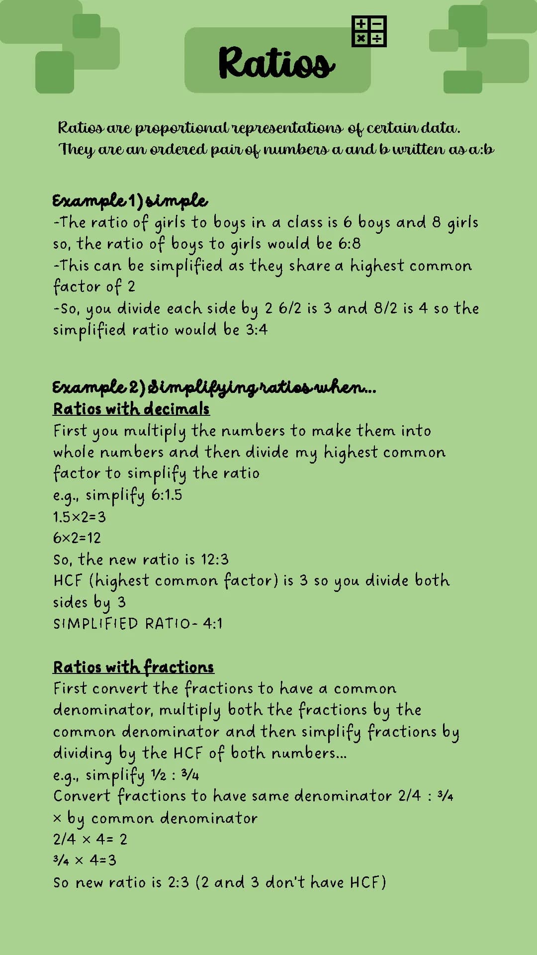 Easy Guide: Simplifying Ratios with Decimals, Fractions & Whole Numbers for Kids