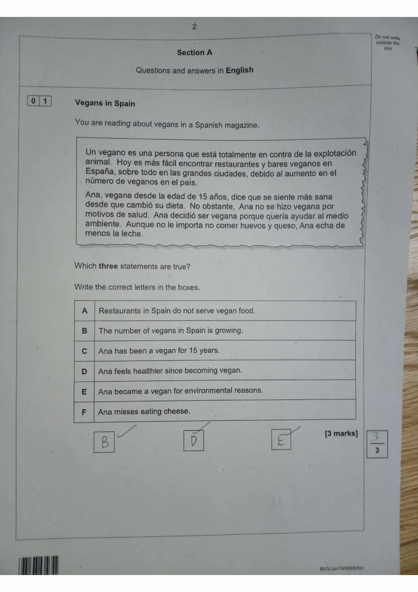 GCSE Spanish
Higher tier
Paper 3 Reading
Time allowed: 1 hour
Materials
You will need no other materials.
Instructions
• Use black ink or bl