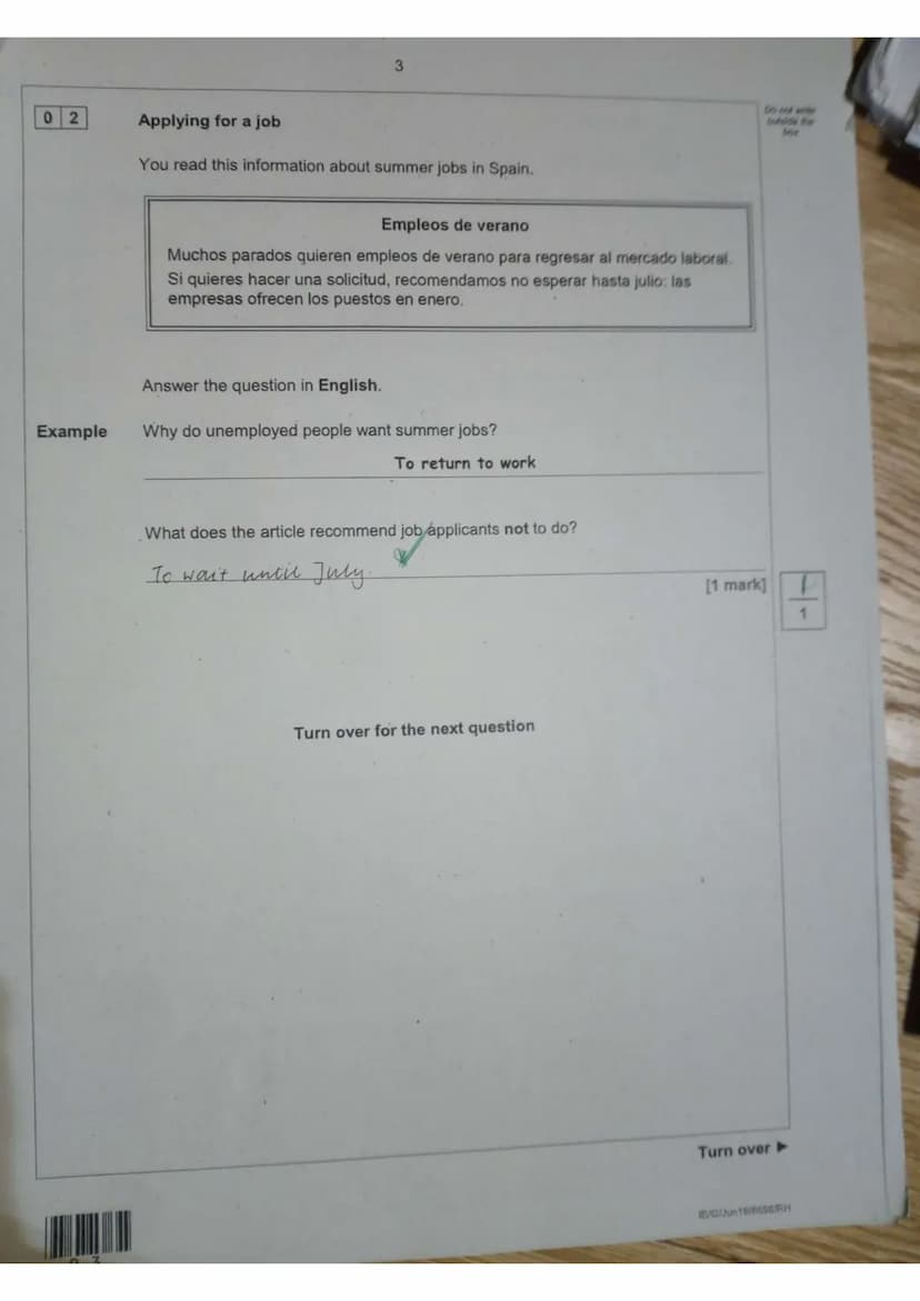 GCSE Spanish
Higher tier
Paper 3 Reading
Time allowed: 1 hour
Materials
You will need no other materials.
Instructions
• Use black ink or bl