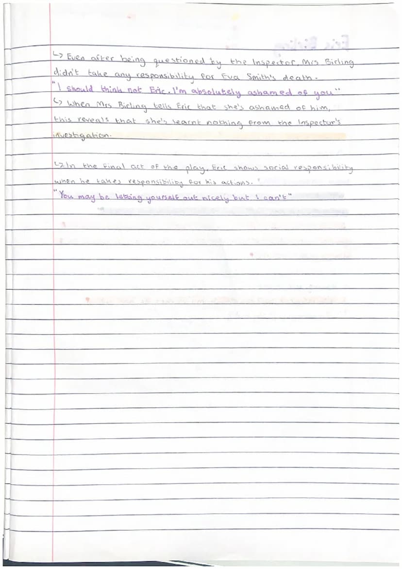 An Inspector calls
Key Themes
Capitalism:
L> Mr Birling is a capitalist as he cares about money alot.
His main concern is not having money m